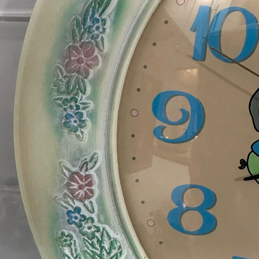 Vintage Rare Bulova Clock Elephants Blue Pink Kids Clock Elephants With Balloons